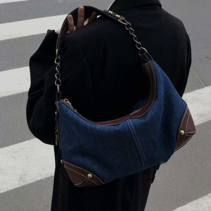 Denim Dumpling Shoulder Bag