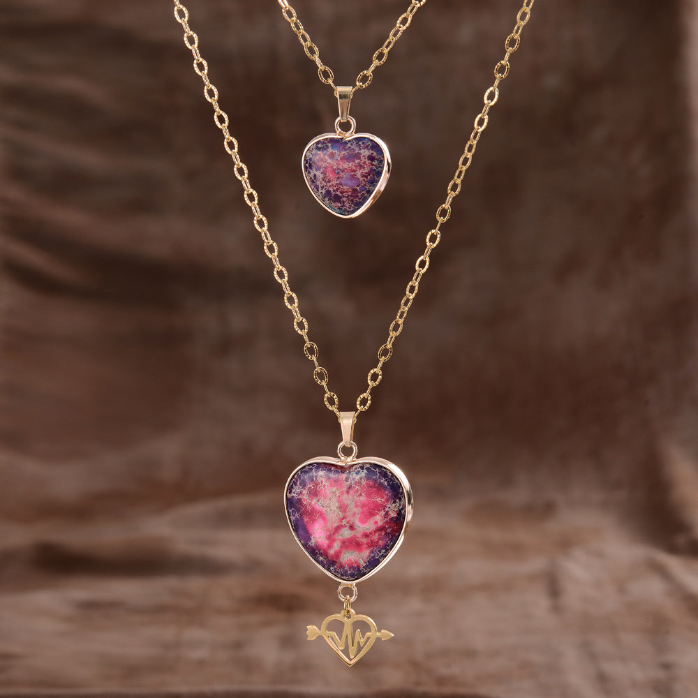 Stone Pendant Double-Chain Necklace