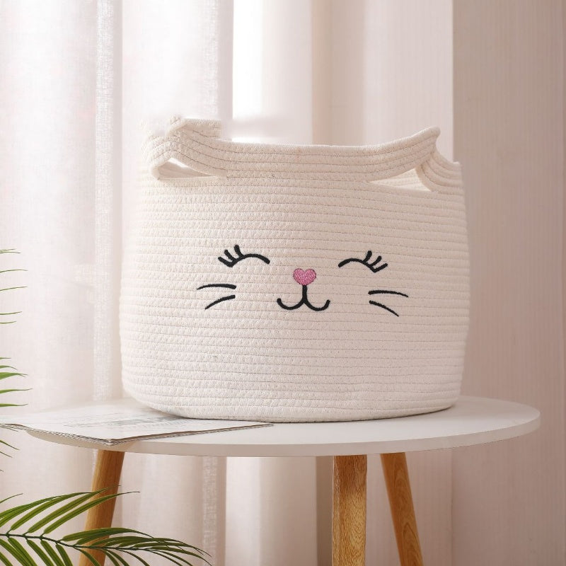 Hand-Woven Cotton Rope Basket