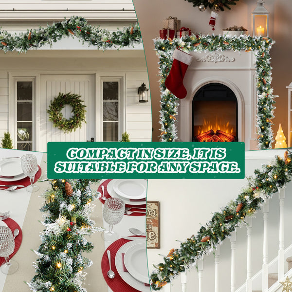 Pre-Lit Snowy Christmas Garland (2-Pack)