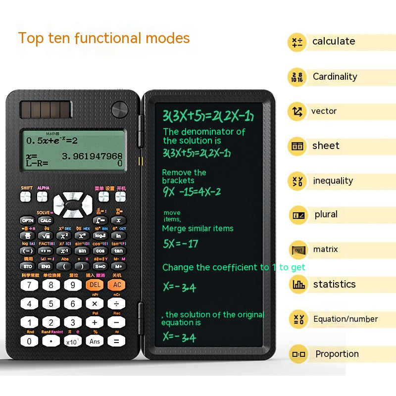 Foldable Scientific Calculator with Writing Pad