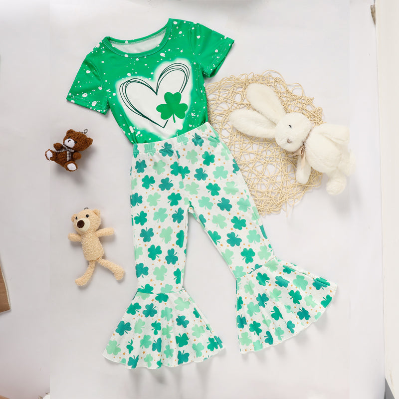 Girls' Clover Tee & Flare Pants Set