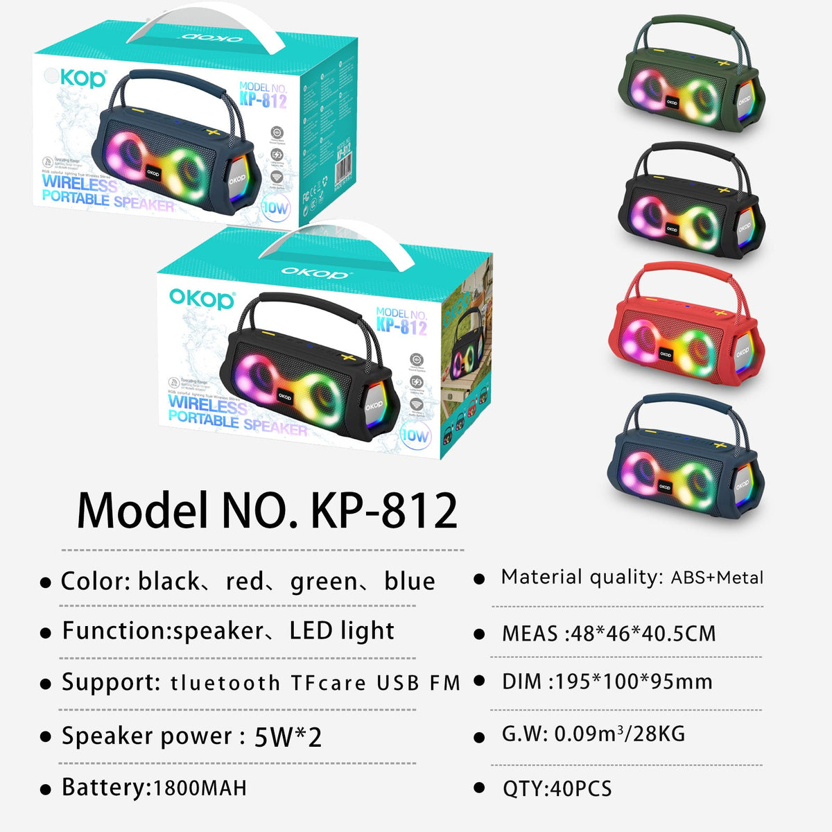 RGB Portable Party Speaker with Handle