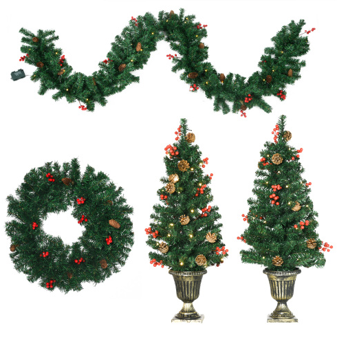 Pre-Lit Christmas Entrance Set (4 Pieces)