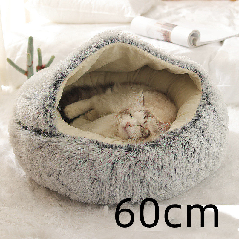 2-in-1 Plush Pet Bed & Cave