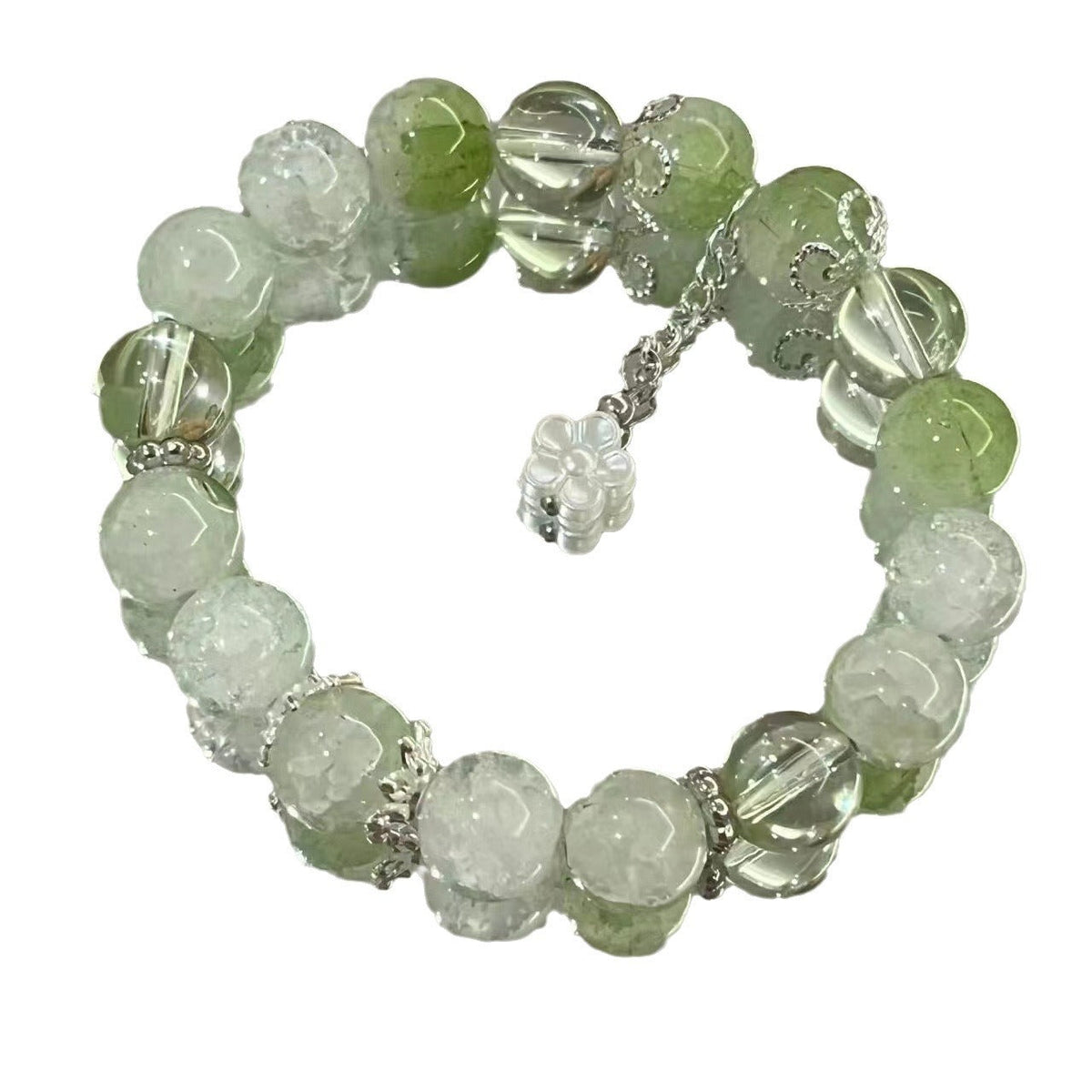 Green Glass Flower Bracelet