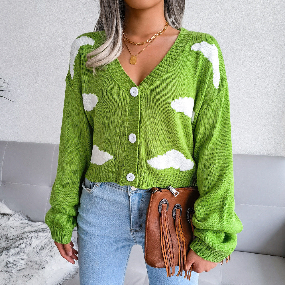 Cloud Pattern Knit Cardigan