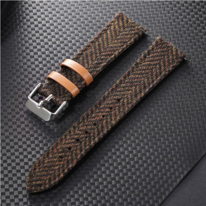 Vintage Tweed Leather Watch Strap