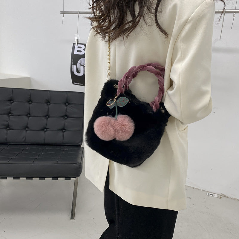 Plush Bucket Tote Bag