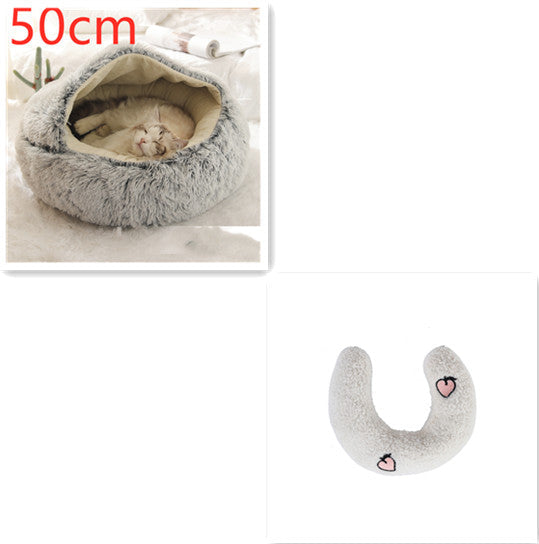 2-in-1 Plush Pet Bed & Cave