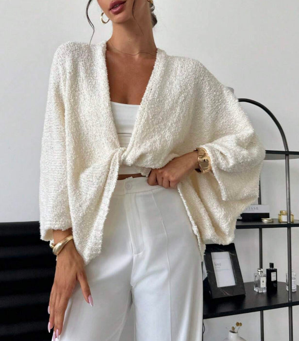 Cross-Front Deep V Sweater