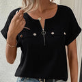 V-Neck Zipper Top