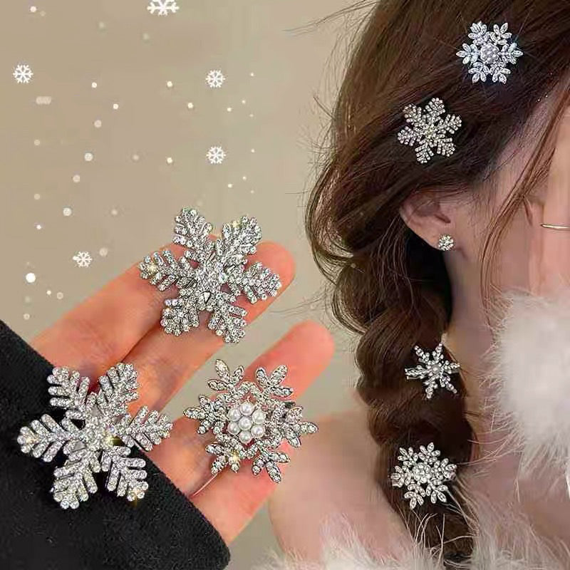 Pearl Snowflake Hair Clips