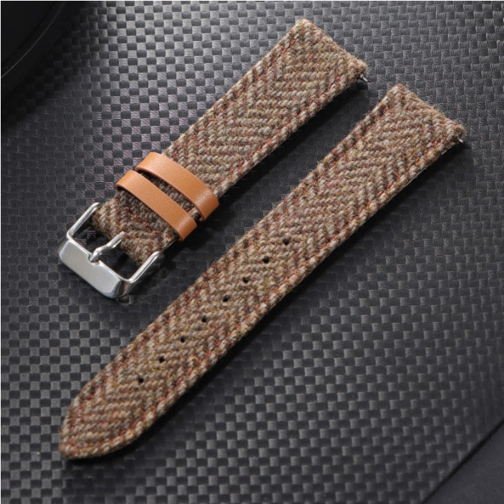 Vintage Tweed Leather Watch Strap