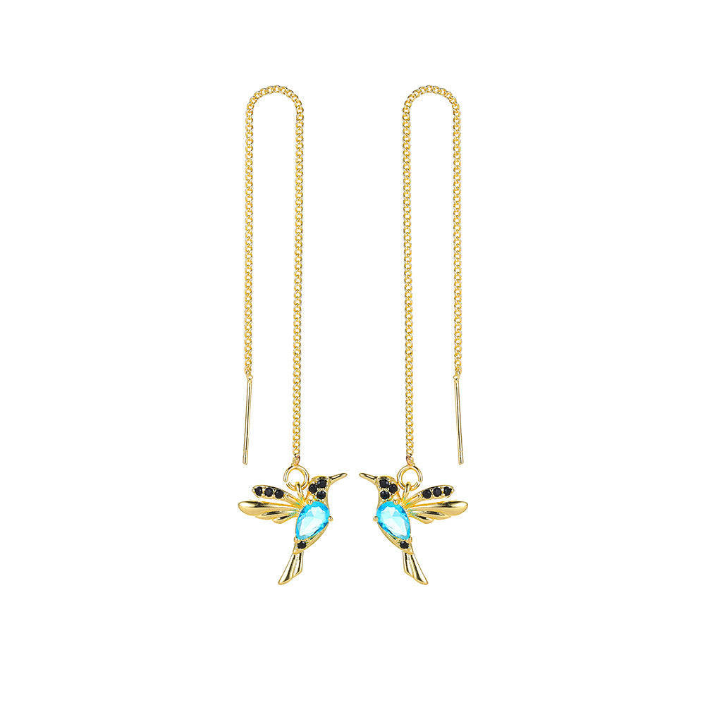 Hummingbird Crystal Drop Earrings