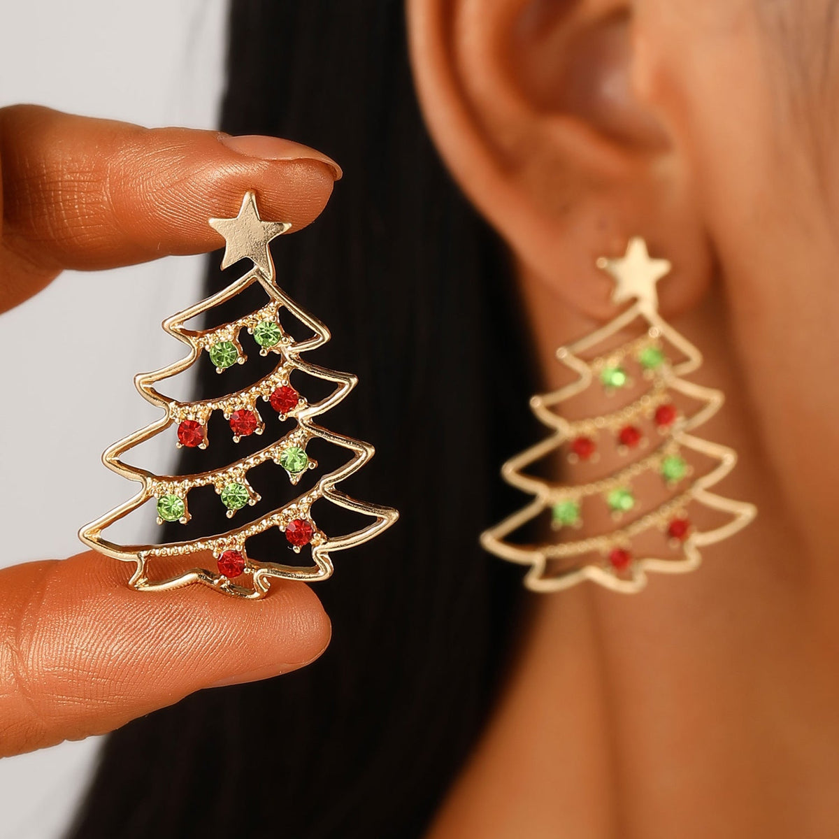 Christmas Tree Zircon Earrings