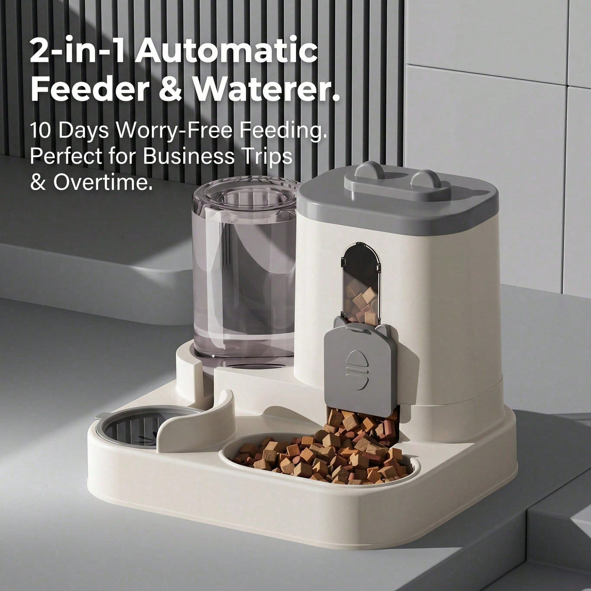 Cat-Shaped Gravity Food & Water Station