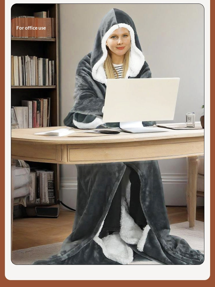 Wearable Heated Blanket with Hood