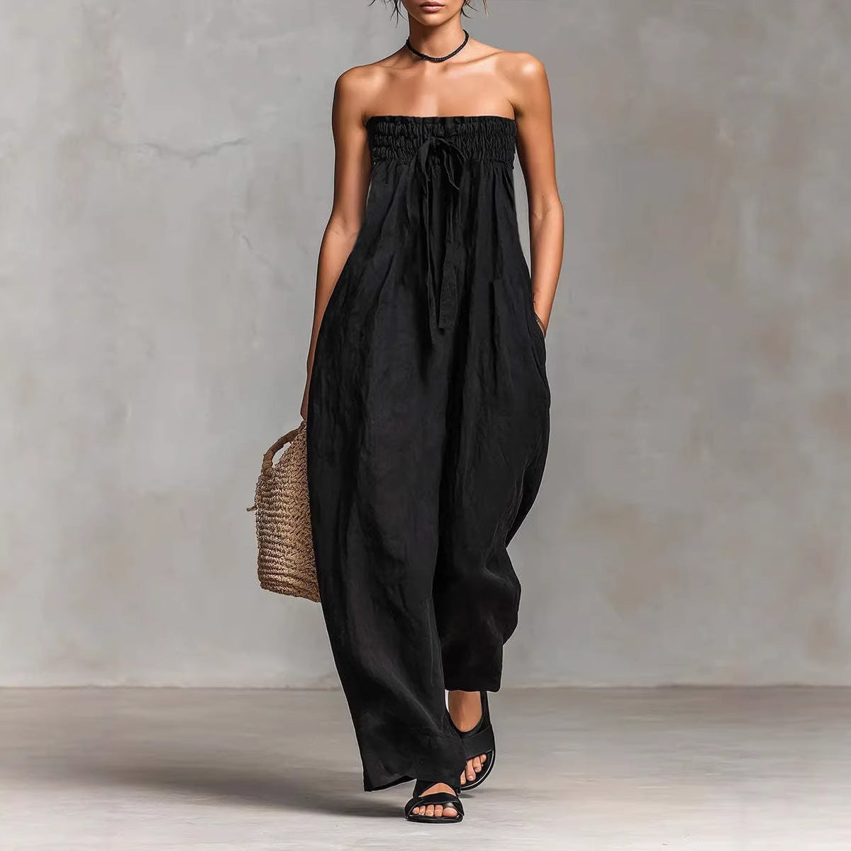 Strapless Ruched Jumpsuit
