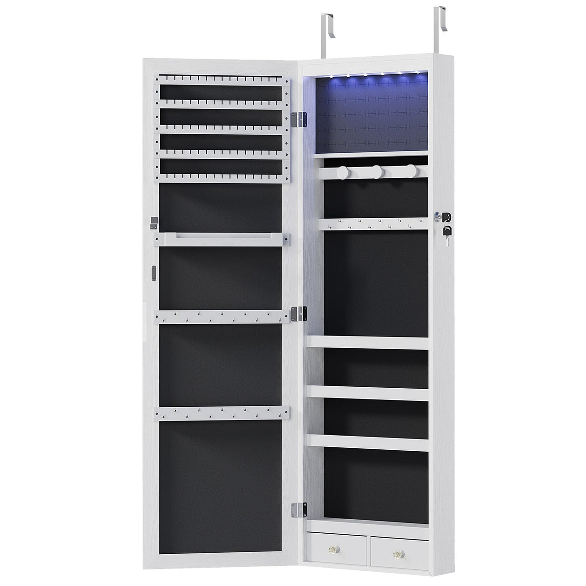 Lockable Mirror Jewelry Armoire