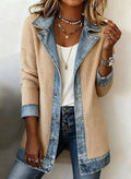Denim-Trim Patchwork Jacket