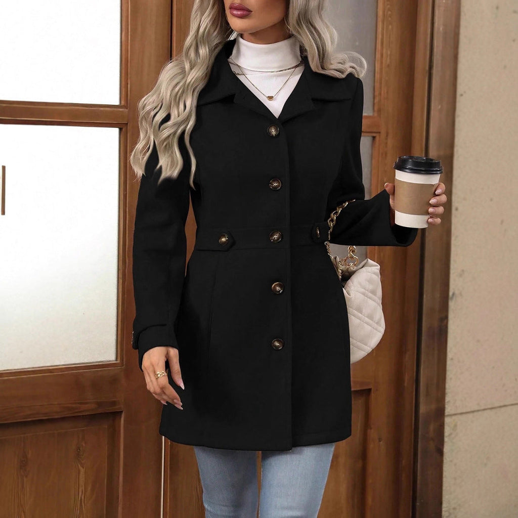 Women's Single-Breasted Wool-Blend Coat