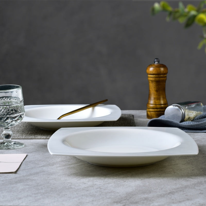 White Bone China Square Plates (Set of 6)