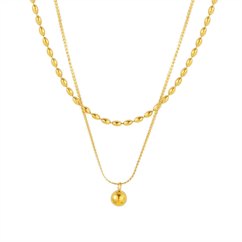 Double-Layer Golden Bead Necklace
