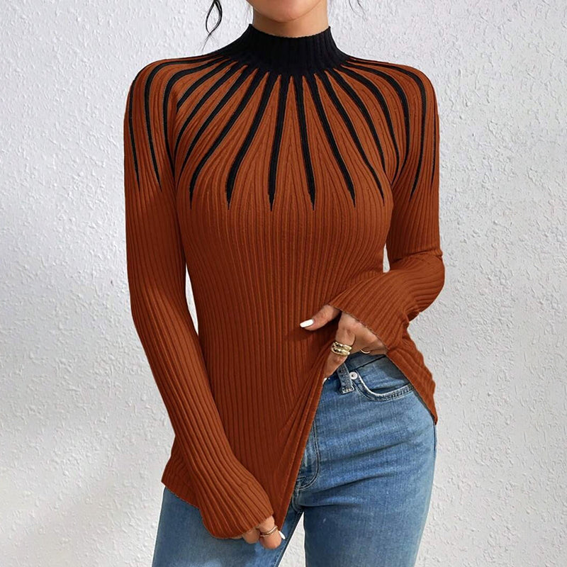 Ribbed Mock-Neck Sweater