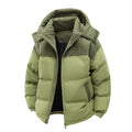 Colorblock Puffer Coat with Detachable Hood