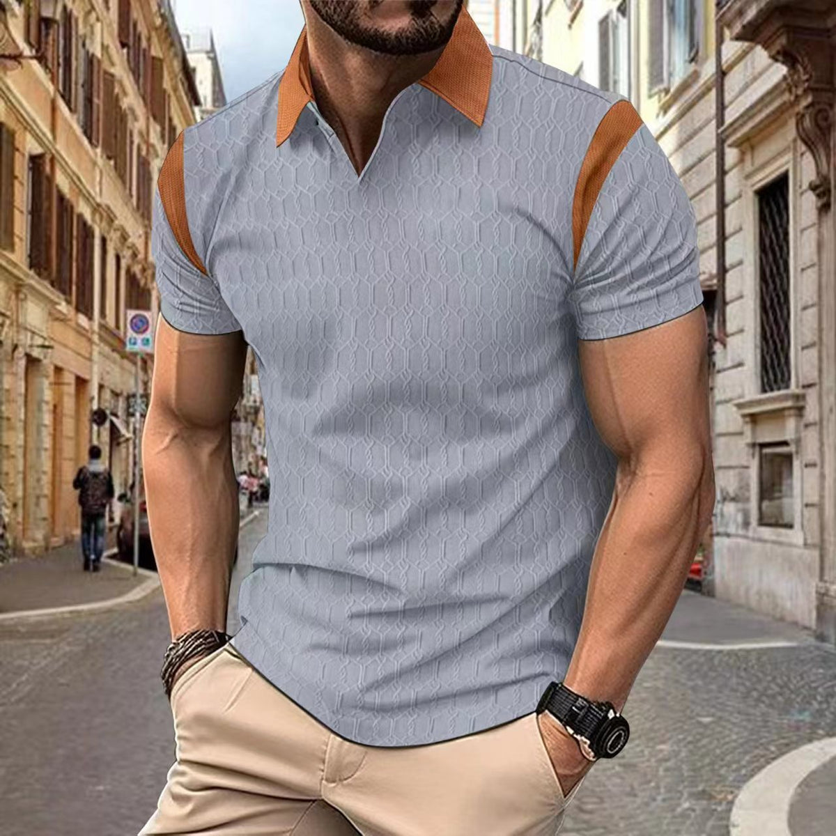 Men's Waffle-Knit Polo Shirt