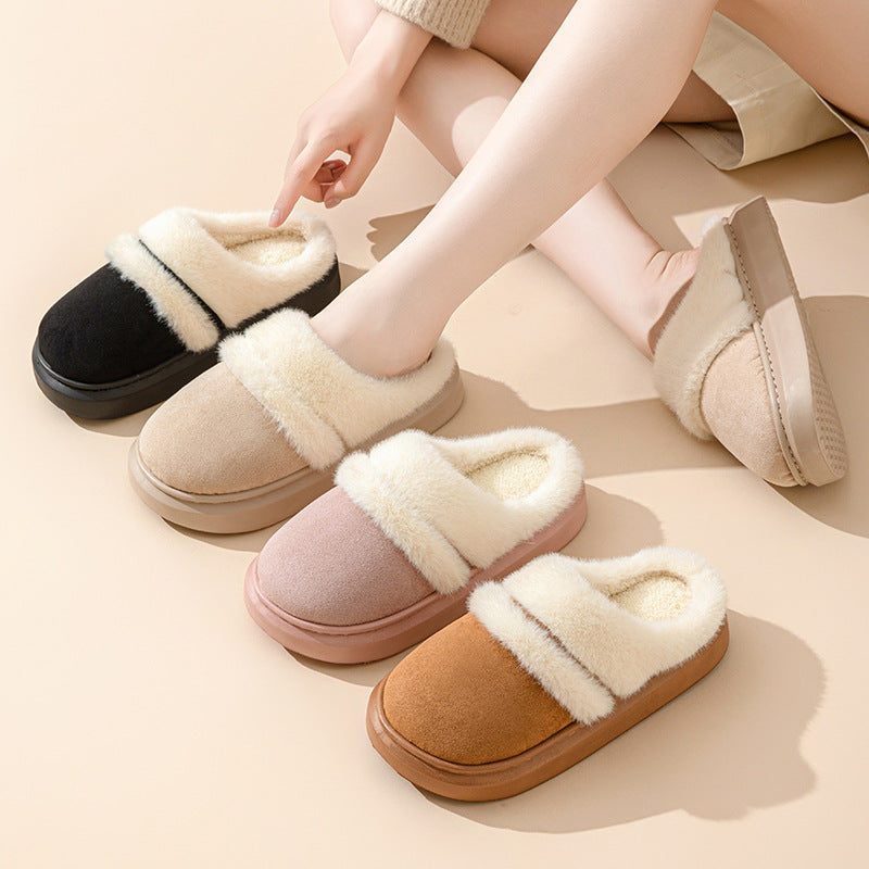Plush-Lined Suede House Slippers