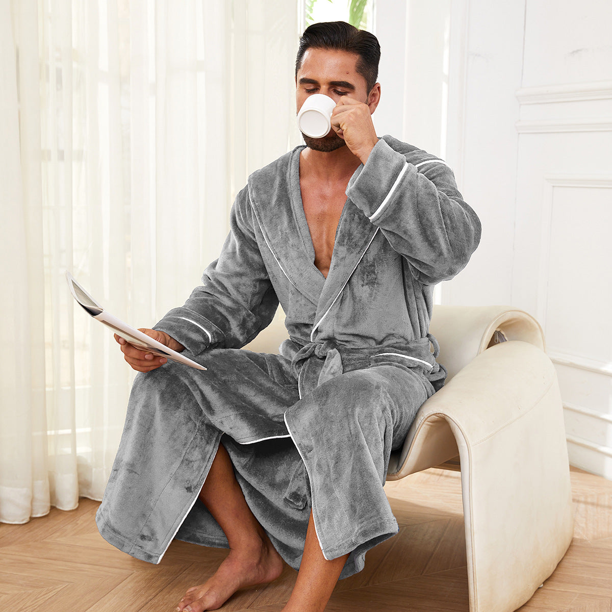 Plush Flannel Bathrobe