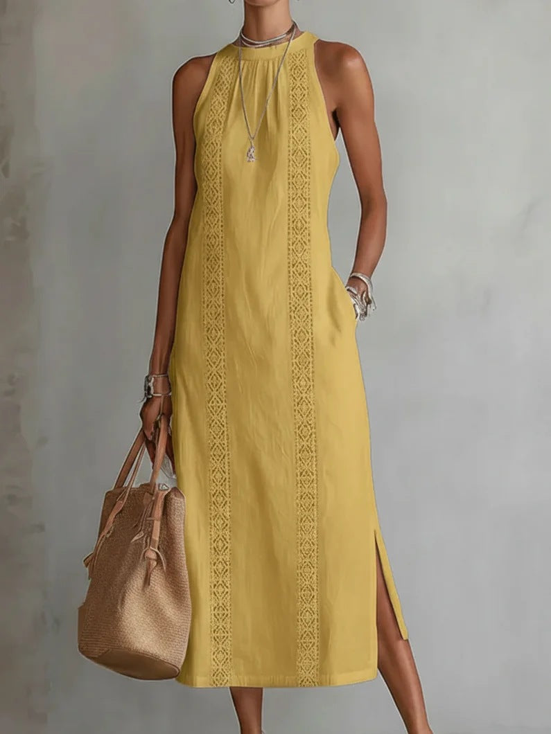 Women's Halter Lace Patchwork Dress