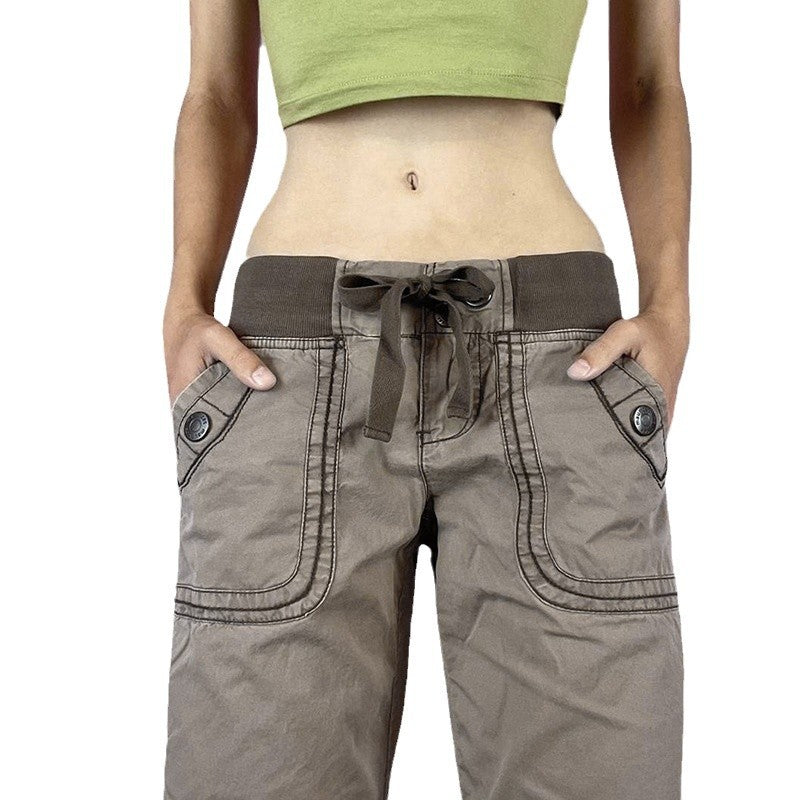 Low-Rise Straight Jeans with Contrast Stitching