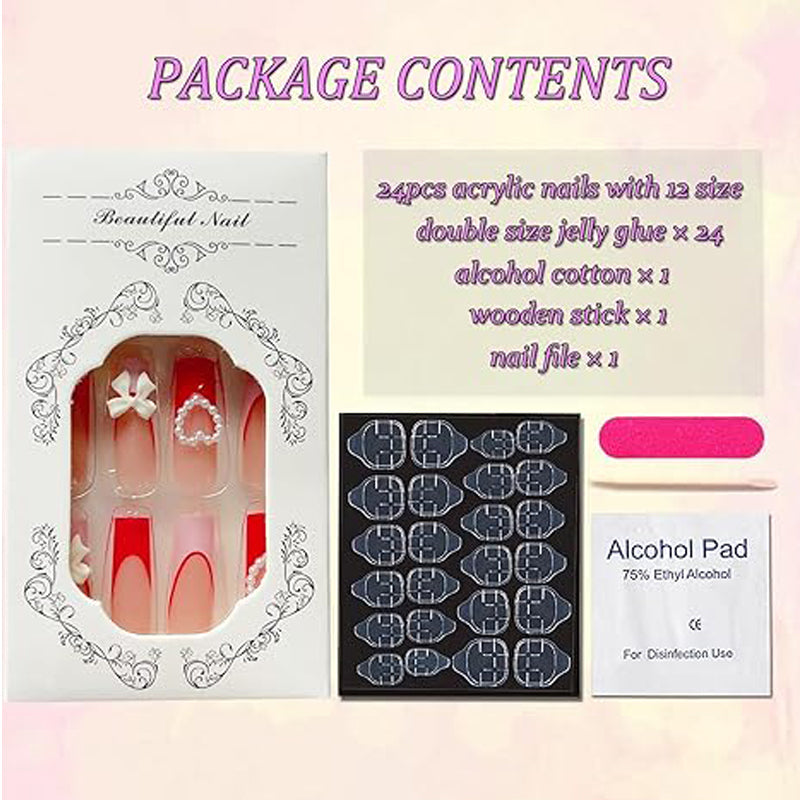 Strawberry & Bow Press-On Nails (24 Pcs)