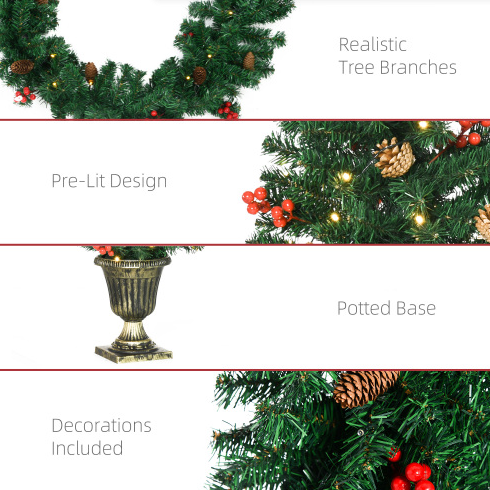 Pre-Lit Christmas Entrance Set (4 Pieces)
