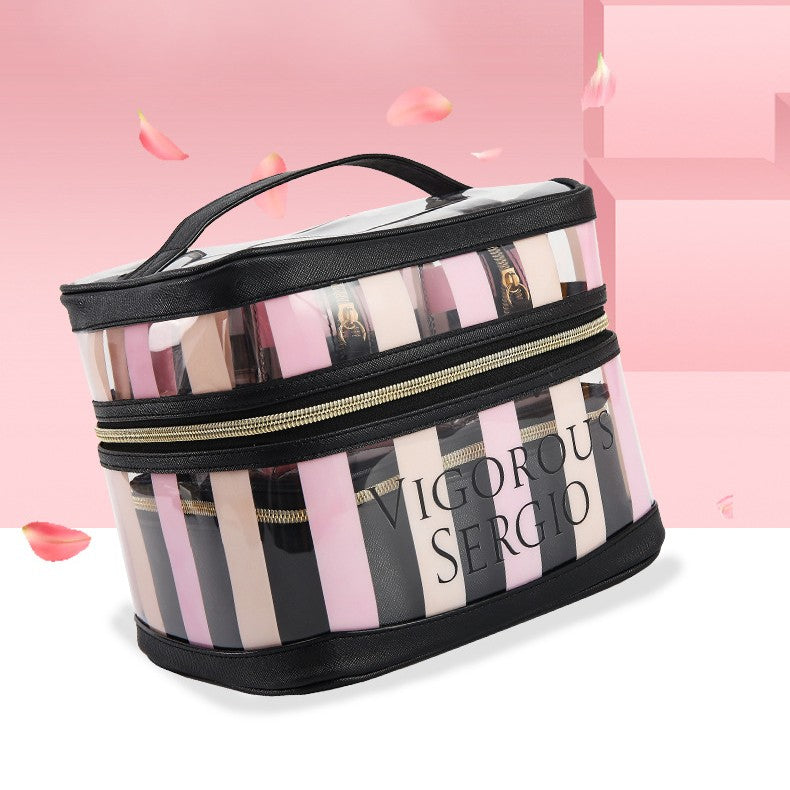 Striped Folding Makeup Bag