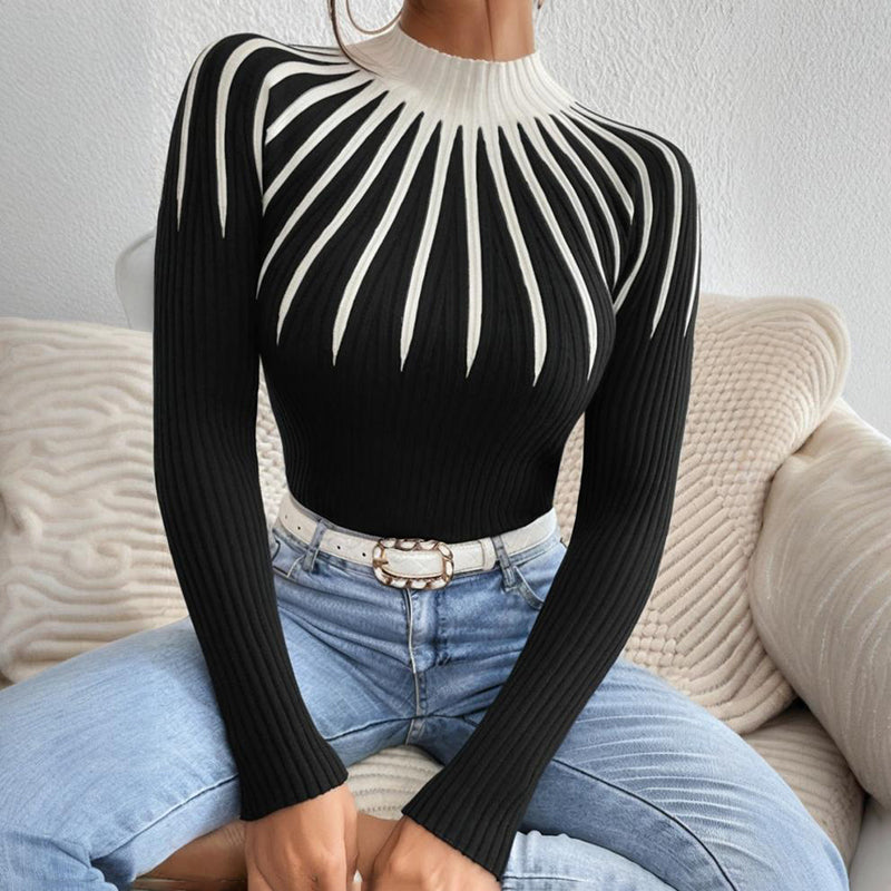 Ribbed Mock-Neck Sweater