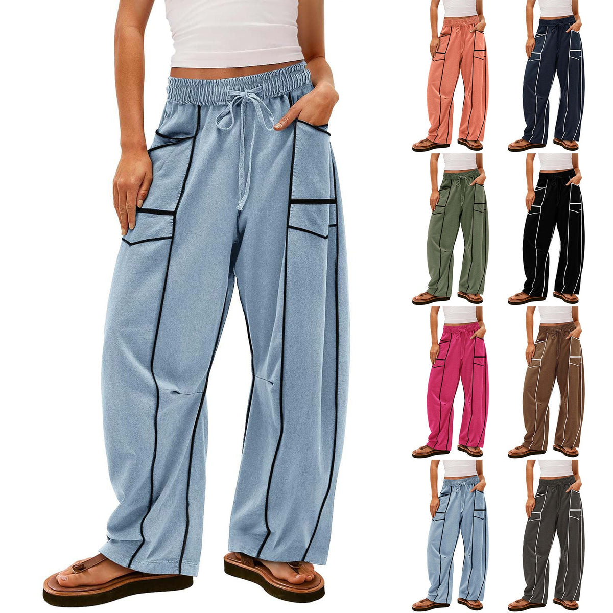 Striped Wide-Leg Sweatpants