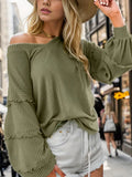 Off-Shoulder Ruffle Waffle Top