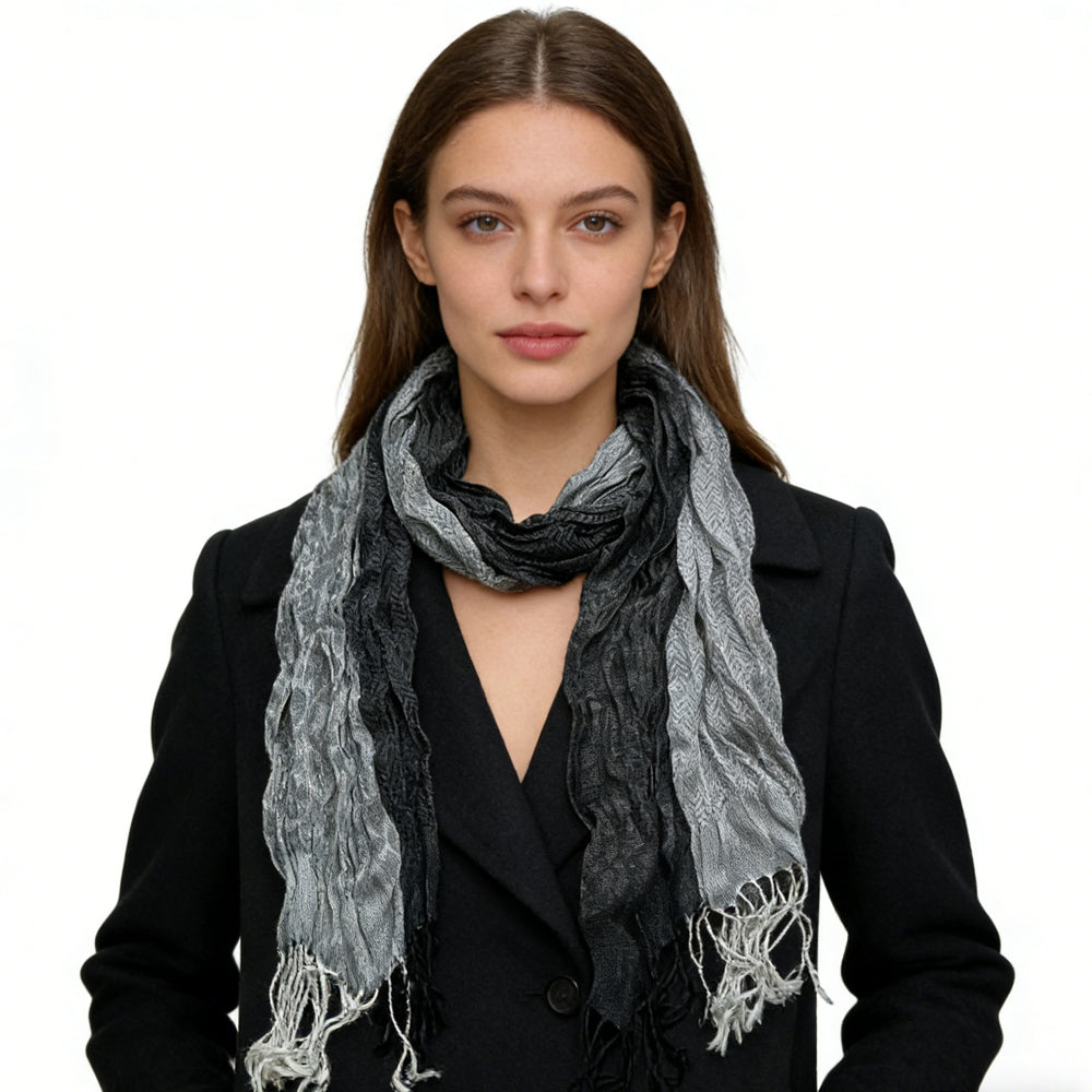 Gray Jacquard Winter Scarf