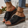 Women's Croc-Texture Wedge Sandals
