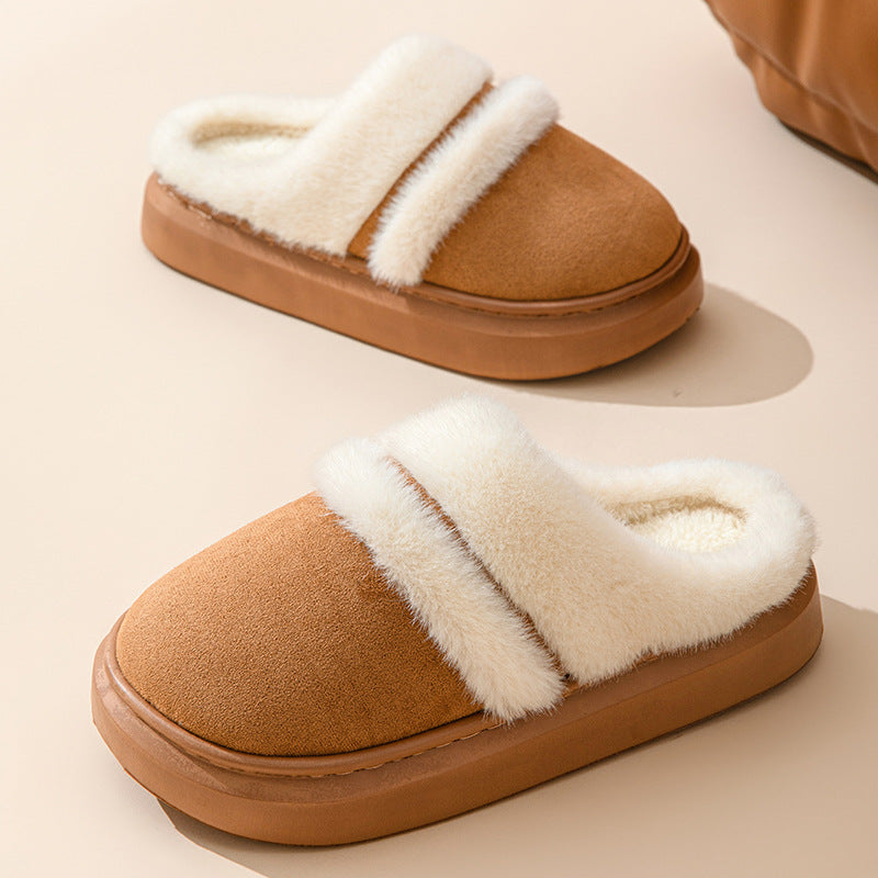 Plush-Lined Suede House Slippers