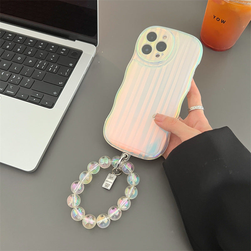 Holographic Wave iPhone Case with Bead Strap