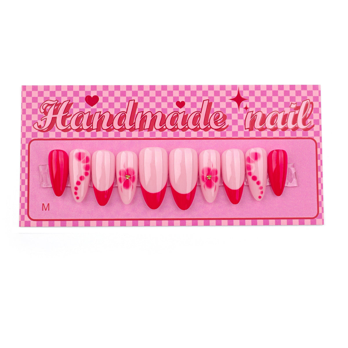 French Red Flower Press-On Nails