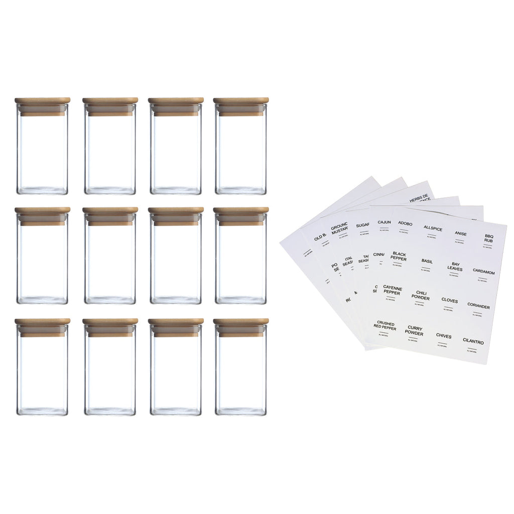 Glass Spice Jar Set (12 pcs)