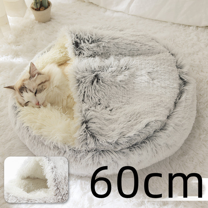 2-in-1 Plush Pet Bed & Cave