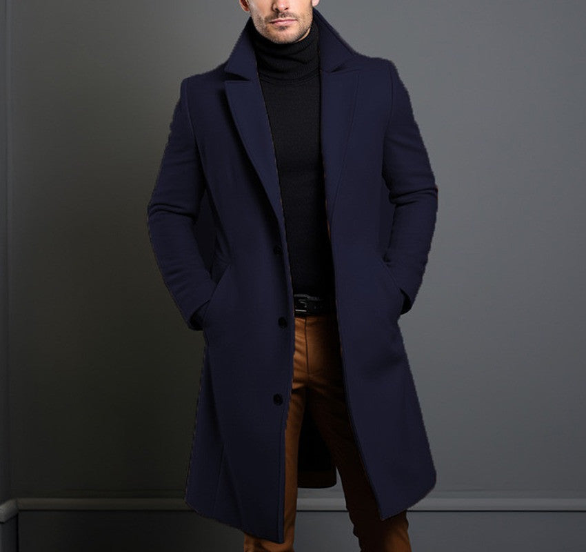 Men's Mid-Length Wool-Blend Overcoat