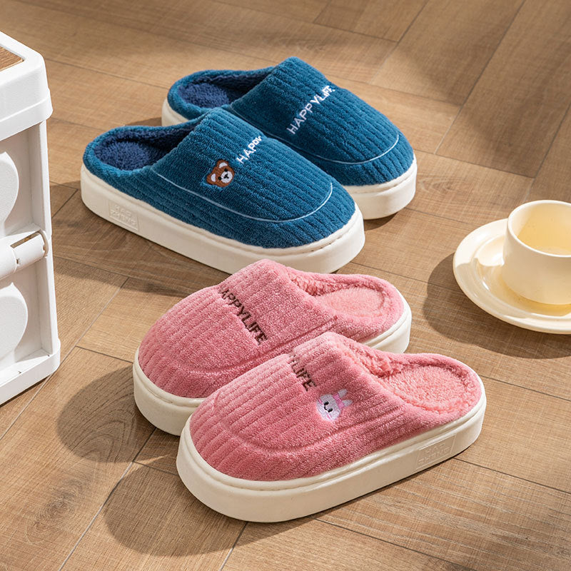 Bunny & Bear Plush Slippers